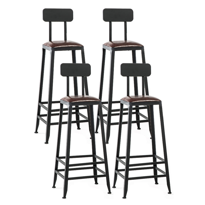 Industrial Footrest Armless Barstool Leather Stackable Coffee Shop Stool