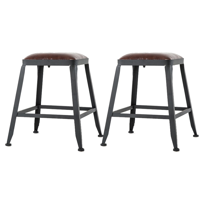 Industrial Footrest Armless Barstool Leather Stackable Coffee Shop Stool