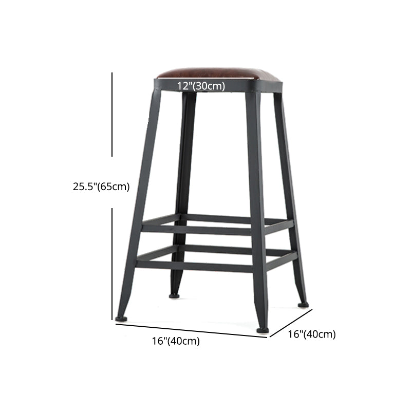 Industrial Footrest Armless Barstool Leather Stackable Coffee Shop Stool