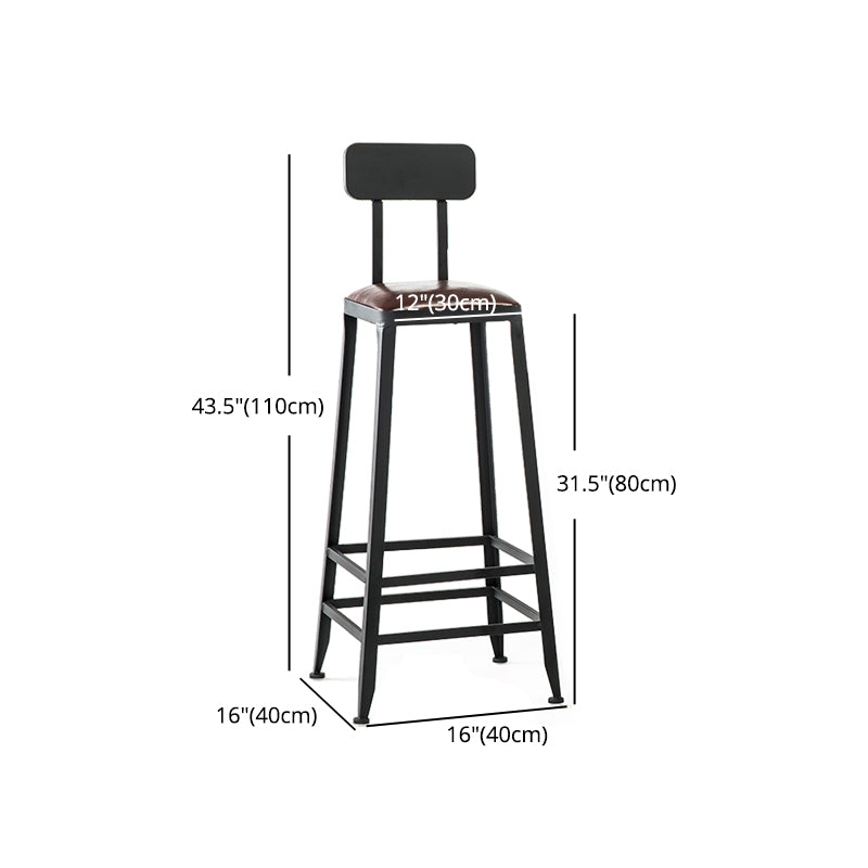 Industrial Footrest Armless Barstool Leather Stackable Coffee Shop Stool