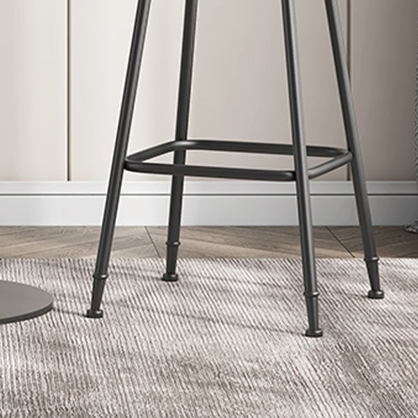 Scandinavian Backless Footrest Barstool Matte Finish Upholstered Home Stool