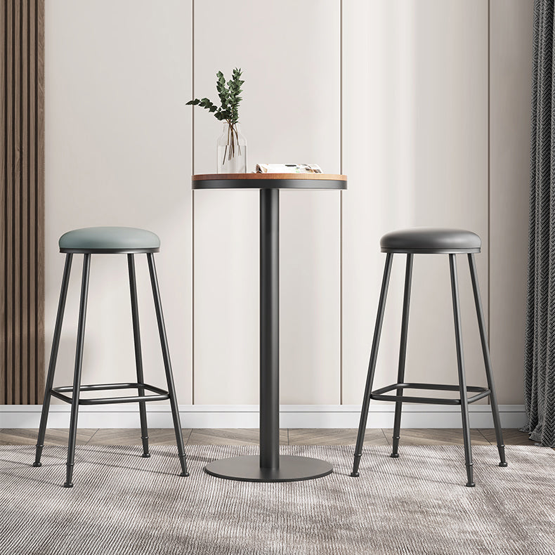 Scandinavian Backless Footrest Barstool Matte Finish Upholstered Home Stool