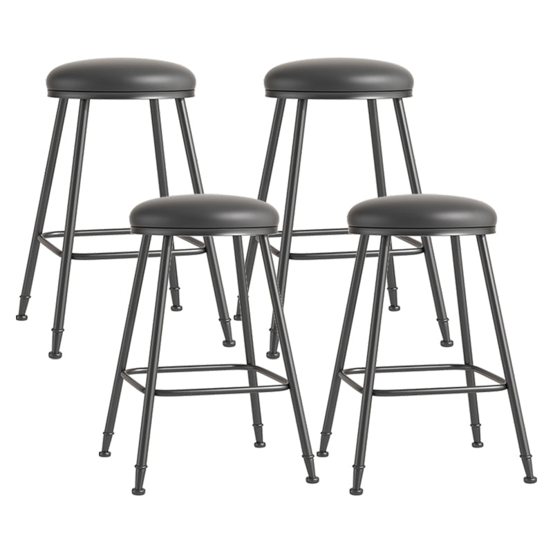 Scandinavian Backless Footrest Barstool Matte Finish Upholstered Home Stool