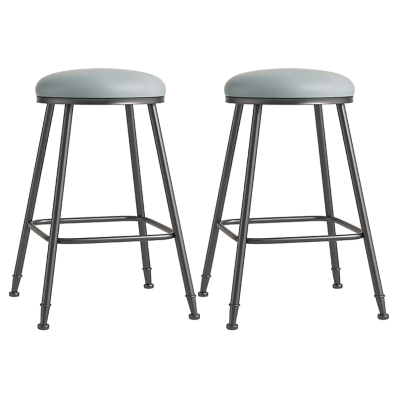 Scandinavian Backless Footrest Barstool Matte Finish Upholstered Home Stool