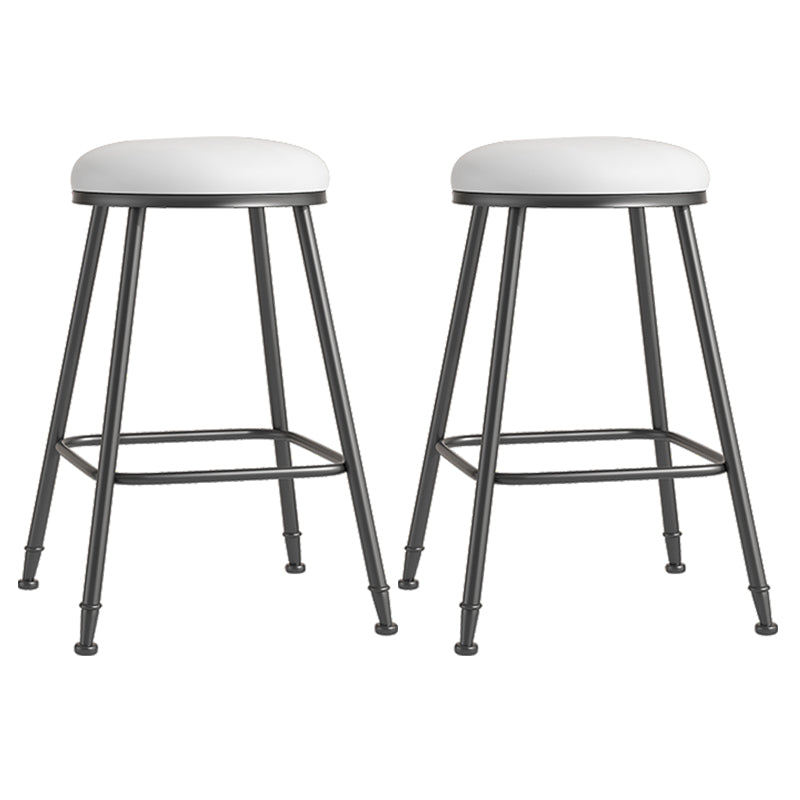 Scandinavian Backless Footrest Barstool Matte Finish Upholstered Home Stool