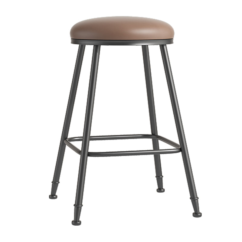 Scandinavian Backless Footrest Barstool Matte Finish Upholstered Home Stool