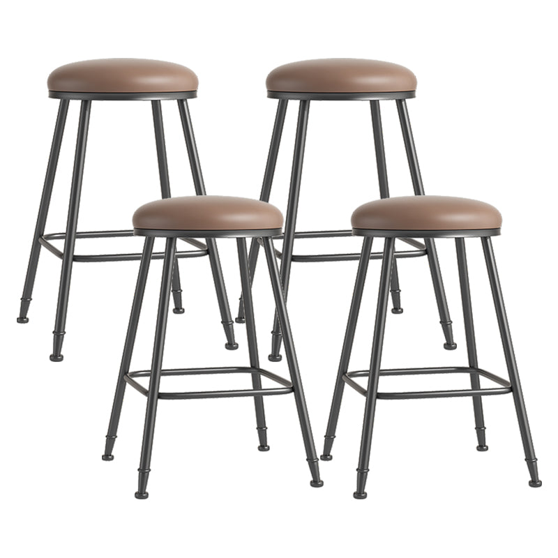 Scandinavian Backless Footrest Barstool Matte Finish Upholstered Home Stool