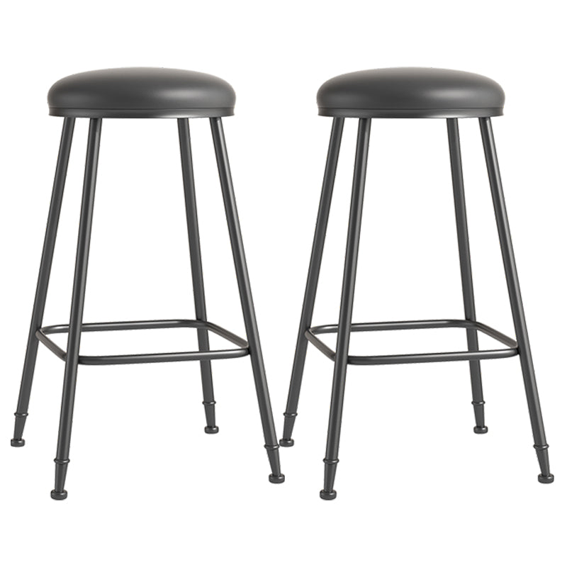 Scandinavian Backless Footrest Barstool Matte Finish Upholstered Home Stool