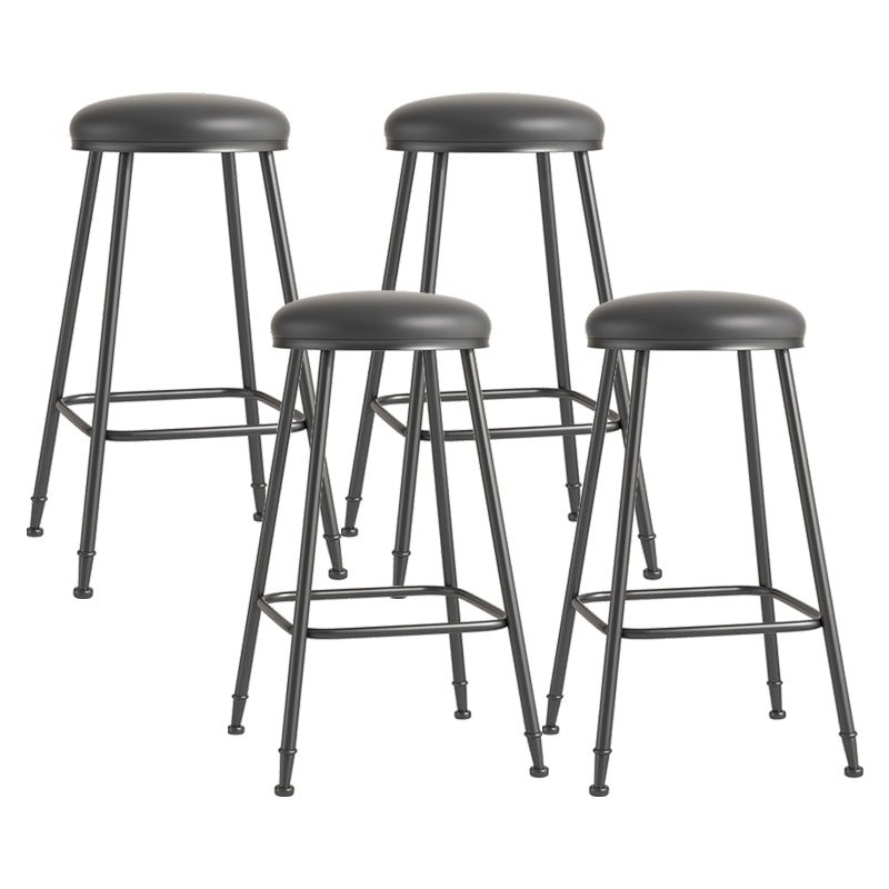 Scandinavian Backless Footrest Barstool Matte Finish Upholstered Home Stool
