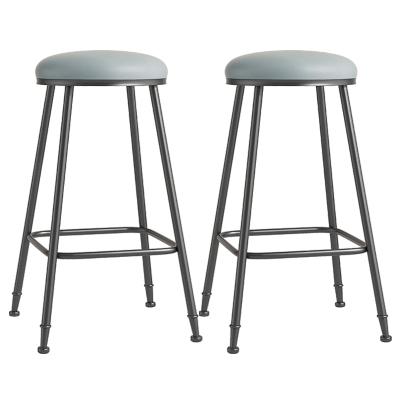 Scandinavian Backless Footrest Barstool Matte Finish Upholstered Home Stool