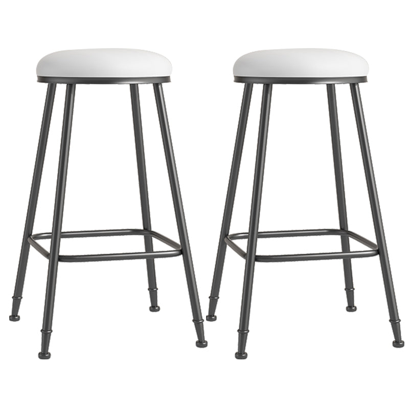 Scandinavian Backless Footrest Barstool Matte Finish Upholstered Home Stool