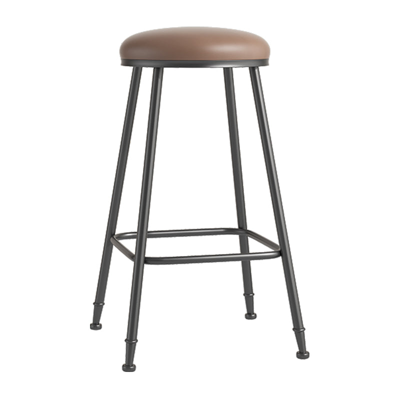 Scandinavian Backless Footrest Barstool Matte Finish Upholstered Home Stool