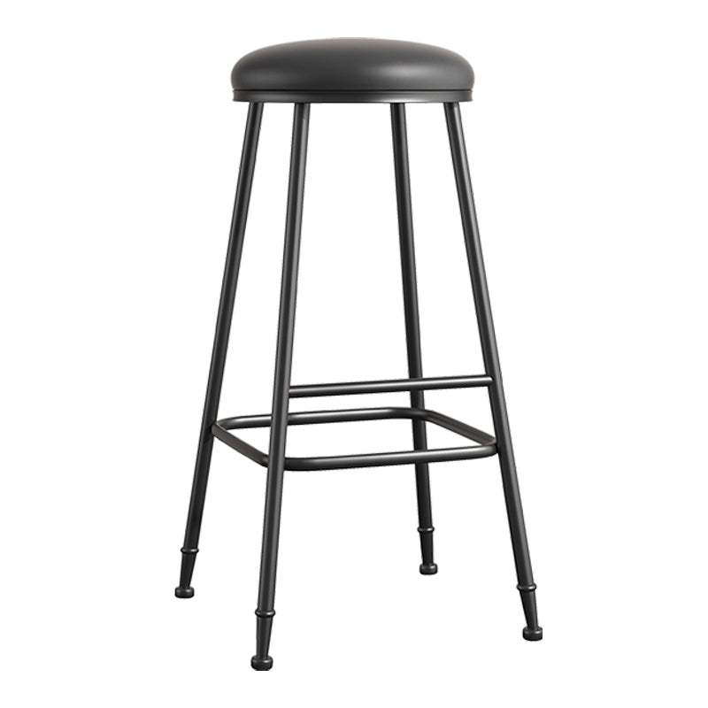 Scandinavian Backless Footrest Barstool Matte Finish Upholstered Home Stool