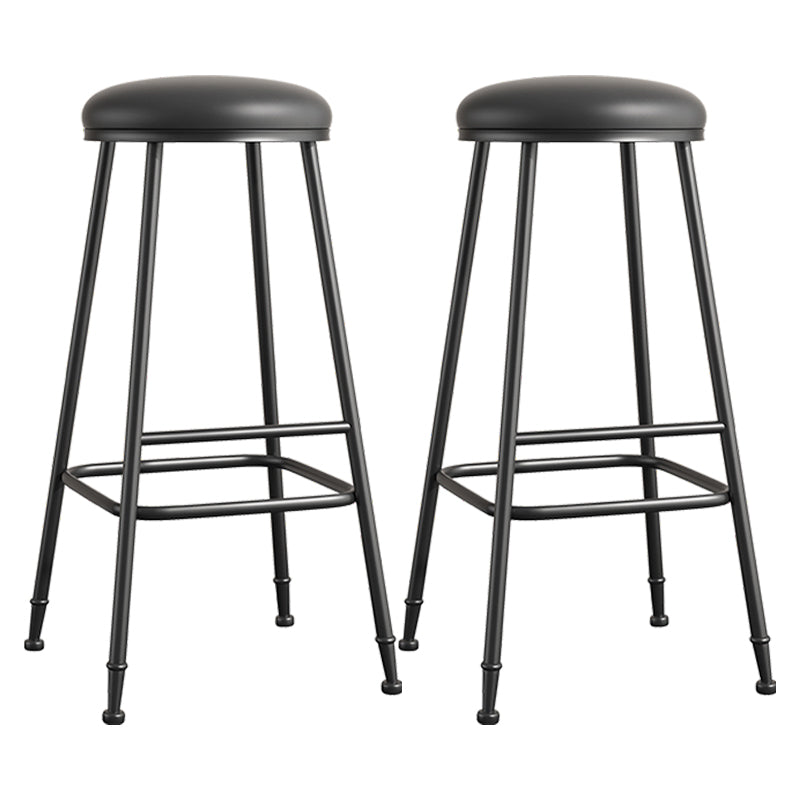 Scandinavian Backless Footrest Barstool Matte Finish Upholstered Home Stool