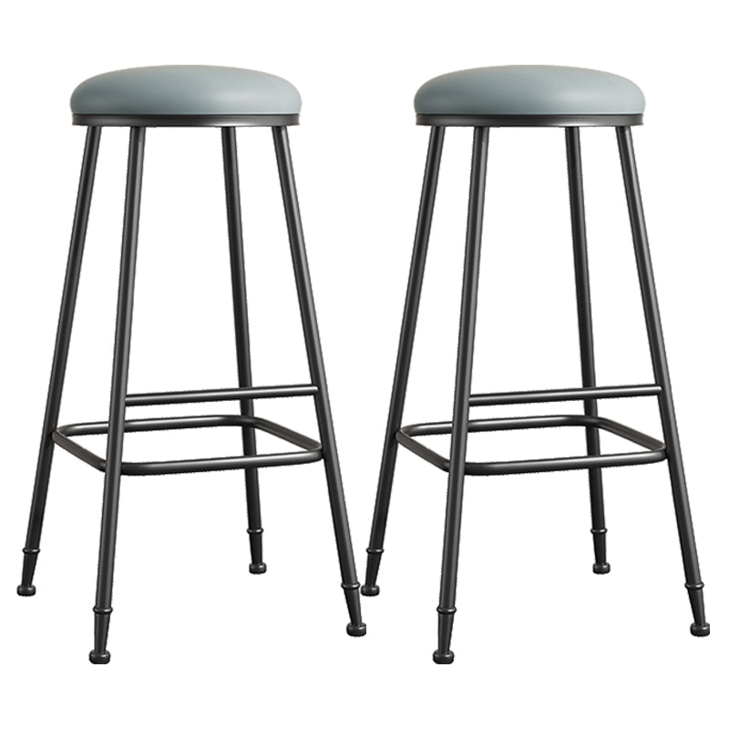 Scandinavian Backless Footrest Barstool Matte Finish Upholstered Home Stool