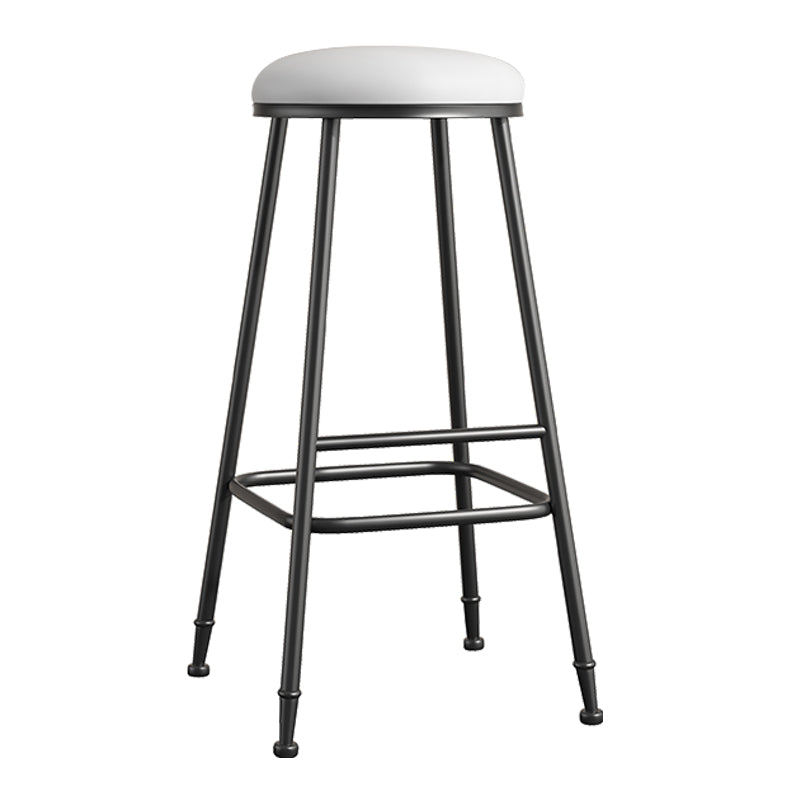 Scandinavian Backless Footrest Barstool Matte Finish Upholstered Home Stool