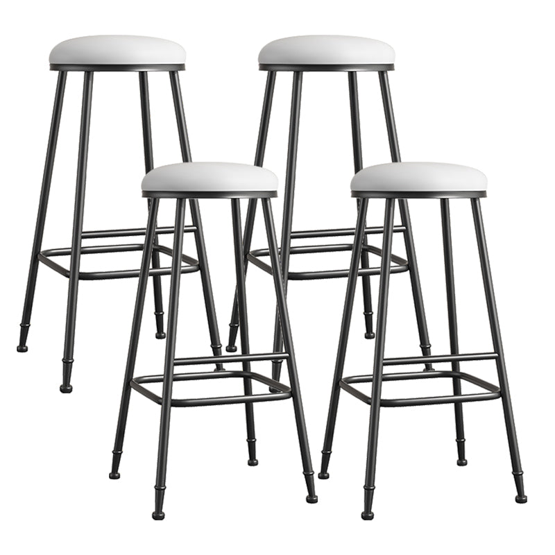 Scandinavian Backless Footrest Barstool Matte Finish Upholstered Home Stool