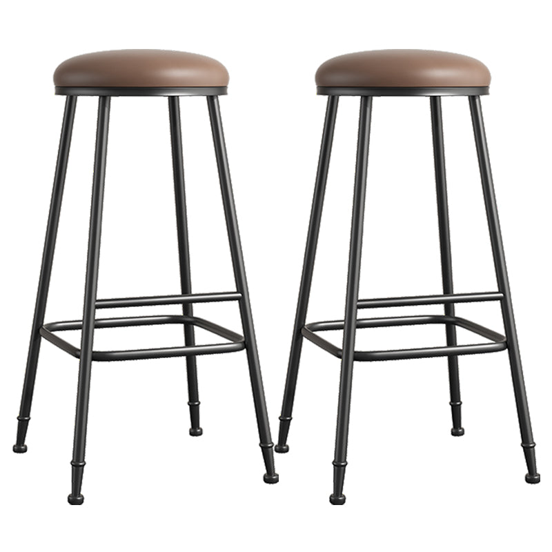 Scandinavian Backless Footrest Barstool Matte Finish Upholstered Home Stool