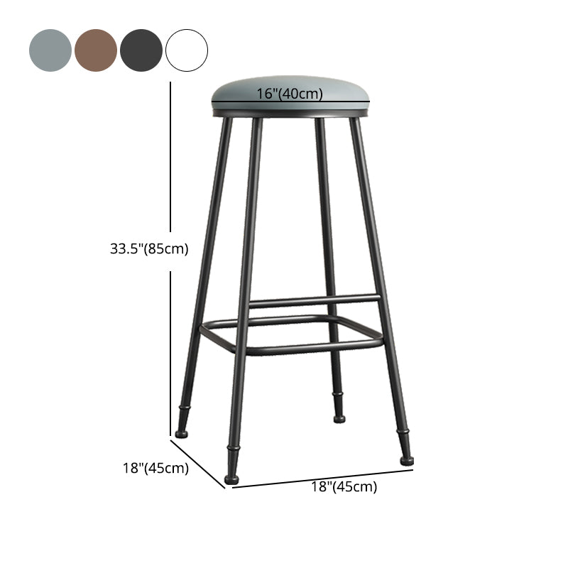 Scandinavian Backless Footrest Barstool Matte Finish Upholstered Home Stool