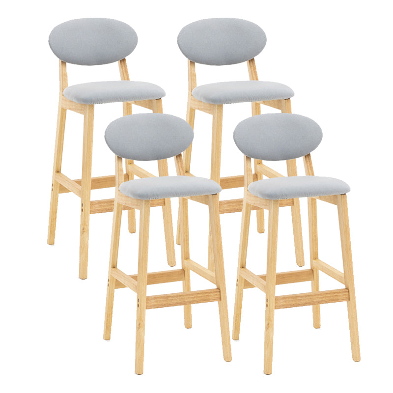 Milk Tea Shop Scandinavian Leather Stool Matte Finish Rubberwood Footrest Barstool