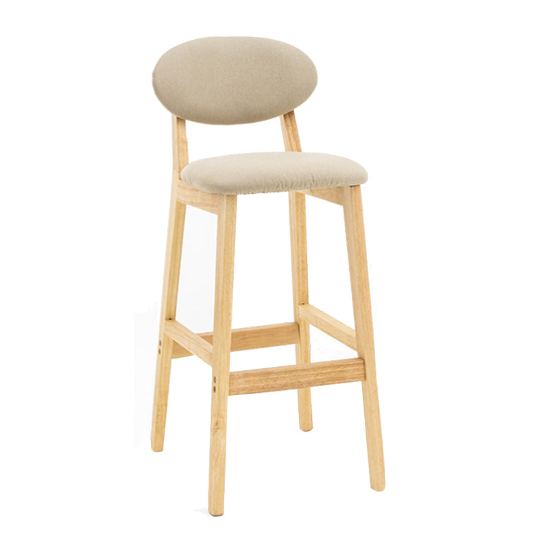 Milk Tea Shop Scandinavian Leather Stool Matte Finish Rubberwood Footrest Barstool