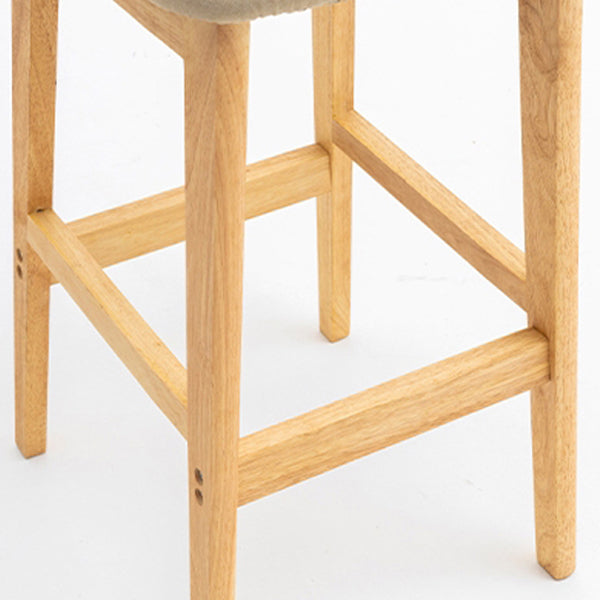 Milk Tea Shop Scandinavian Leather Stool Matte Finish Rubberwood Footrest Barstool