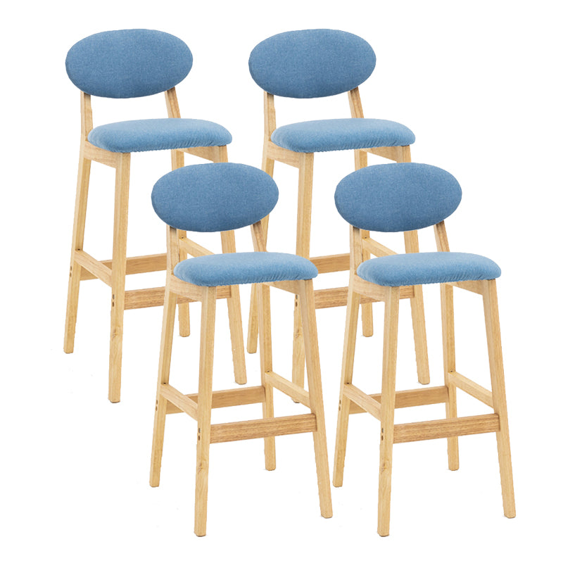 Milk Tea Shop Scandinavian Leather Stool Matte Finish Rubberwood Footrest Barstool