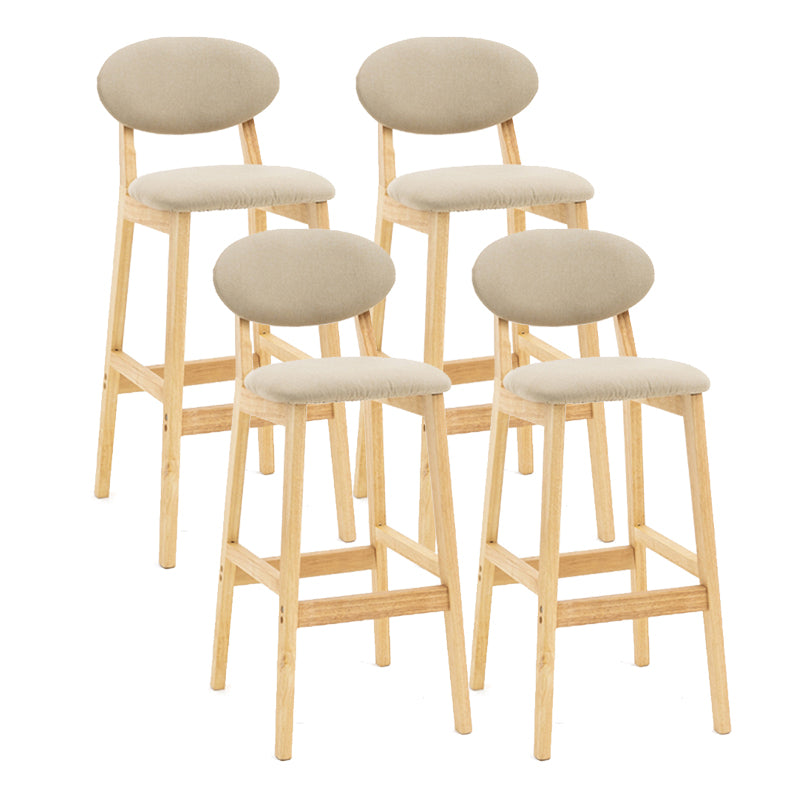 Milk Tea Shop Scandinavian Leather Stool Matte Finish Rubberwood Footrest Barstool