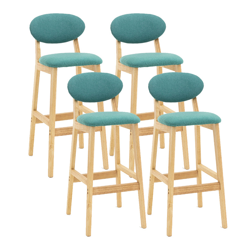 Milk Tea Shop Scandinavian Leather Stool Matte Finish Rubberwood Footrest Barstool