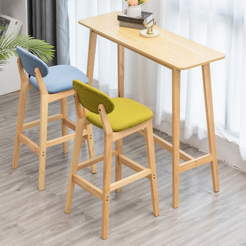 Milk Tea Shop Scandinavian Leather Stool Matte Finish Rubberwood Footrest Barstool