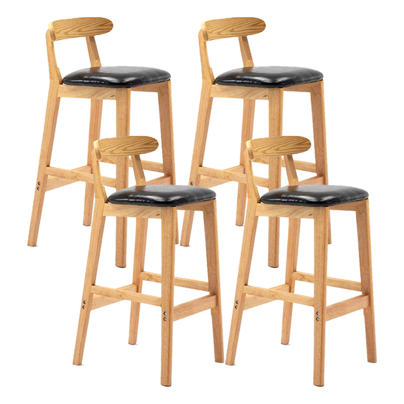 Scandinavian Milk Tea Shop Upholstered Stool Matte Finish Rubberwood Footrest Barstool