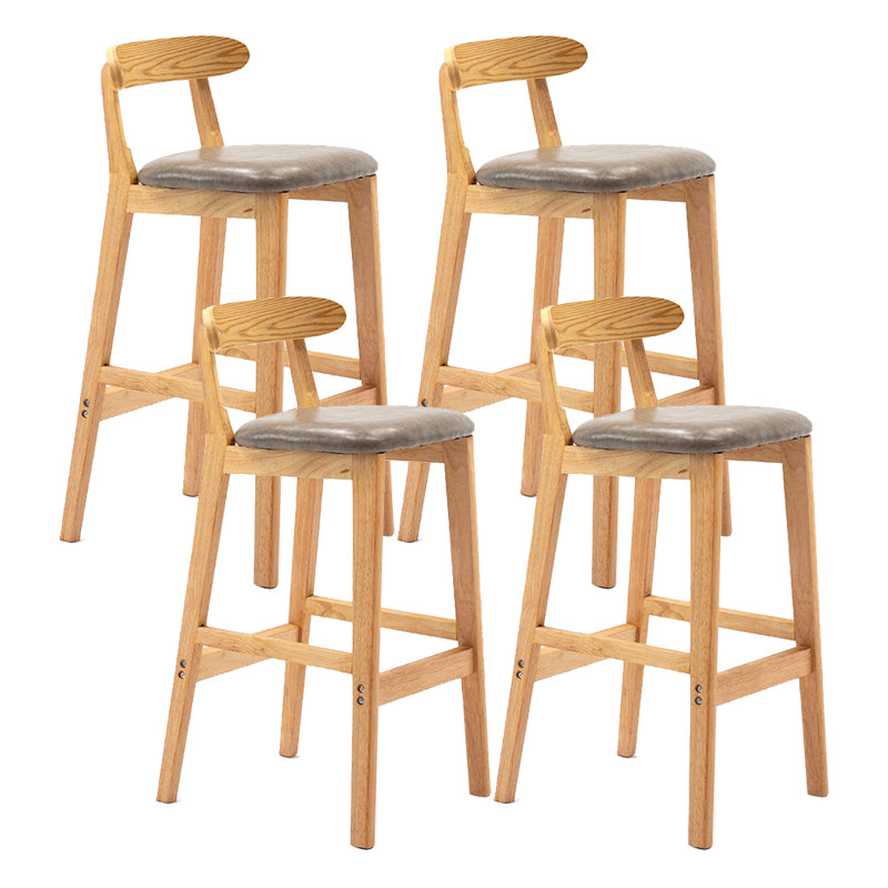Scandinavian Milk Tea Shop Upholstered Stool Matte Finish Rubberwood Footrest Barstool