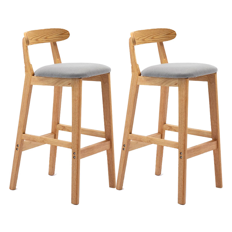 Scandinavian Milk Tea Shop Upholstered Stool Matte Finish Rubberwood Footrest Barstool