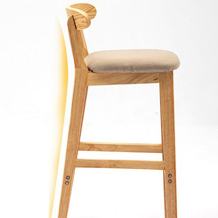 Scandinavian Milk Tea Shop Upholstered Stool Matte Finish Rubberwood Footrest Barstool