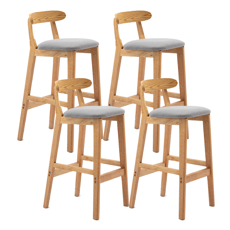 Scandinavian Milk Tea Shop Upholstered Stool Matte Finish Rubberwood Footrest Barstool