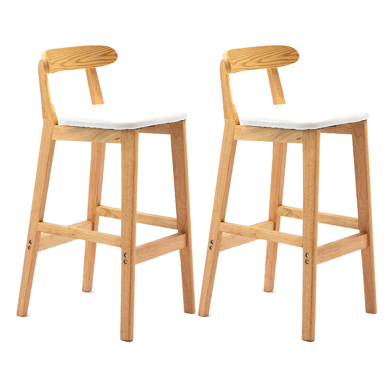 Scandinavian Milk Tea Shop Upholstered Stool Matte Finish Rubberwood Footrest Barstool