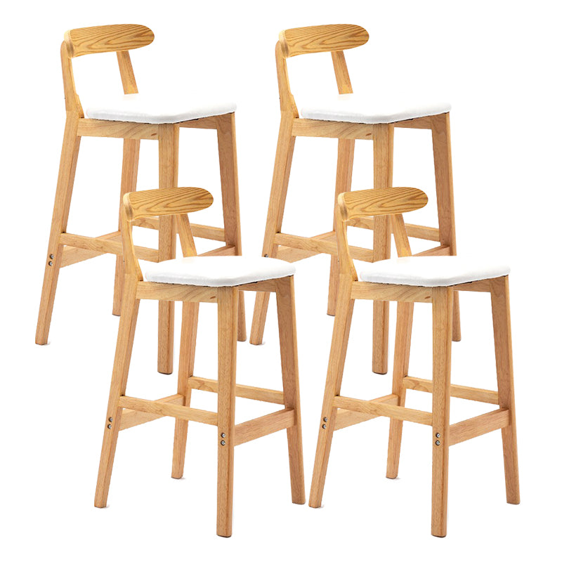 Scandinavian Milk Tea Shop Upholstered Stool Matte Finish Rubberwood Footrest Barstool