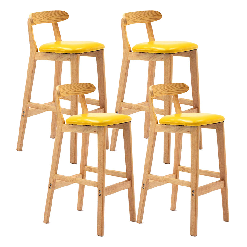 Scandinavian Milk Tea Shop Upholstered Stool Matte Finish Rubberwood Footrest Barstool