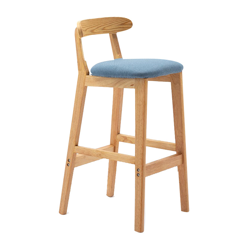 Scandinavian Milk Tea Shop Upholstered Stool Matte Finish Rubberwood Footrest Barstool
