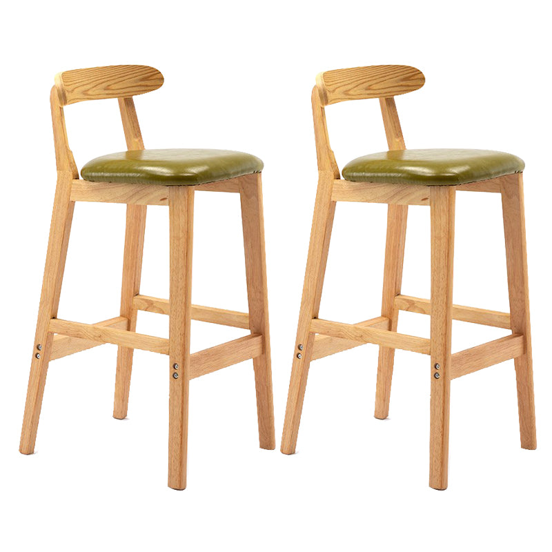 Scandinavian Milk Tea Shop Upholstered Stool Matte Finish Rubberwood Footrest Barstool