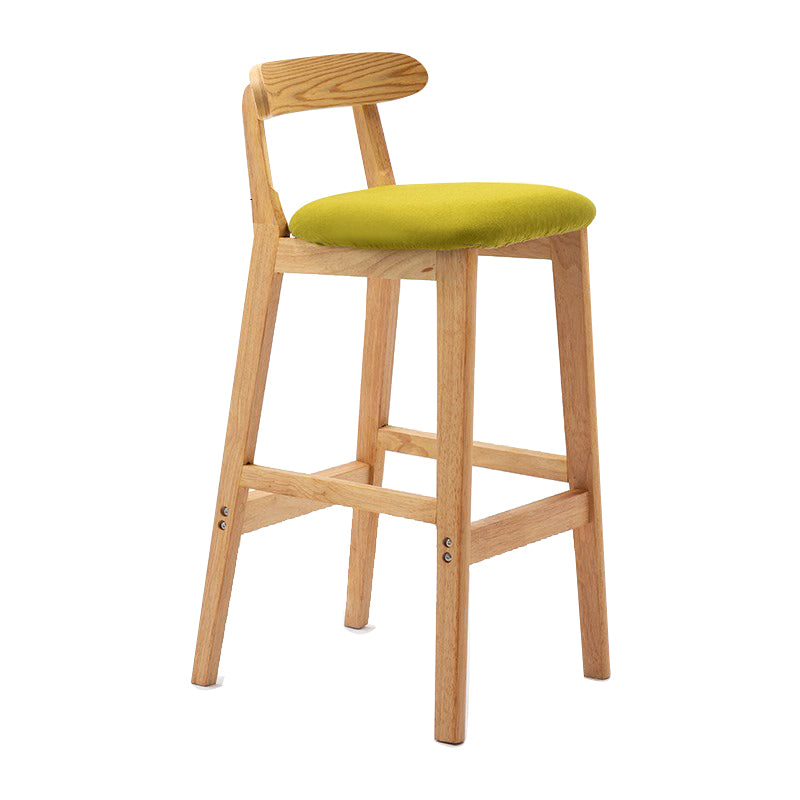 Scandinavian Milk Tea Shop Upholstered Stool Matte Finish Rubberwood Footrest Barstool