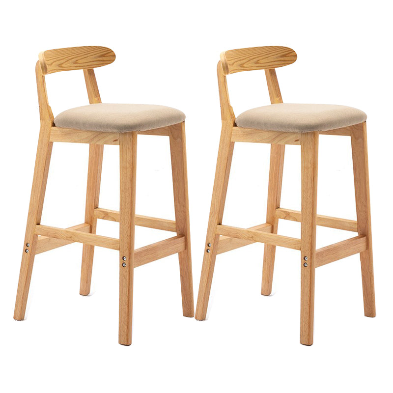 Scandinavian Milk Tea Shop Upholstered Stool Matte Finish Rubberwood Footrest Barstool