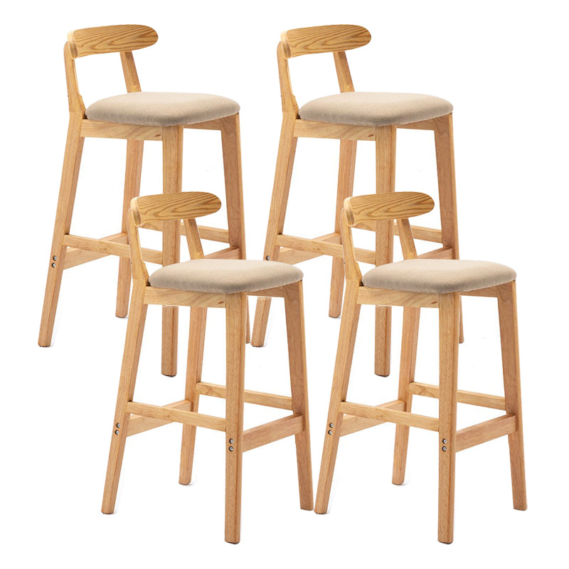 Scandinavian Milk Tea Shop Upholstered Stool Matte Finish Rubberwood Footrest Barstool