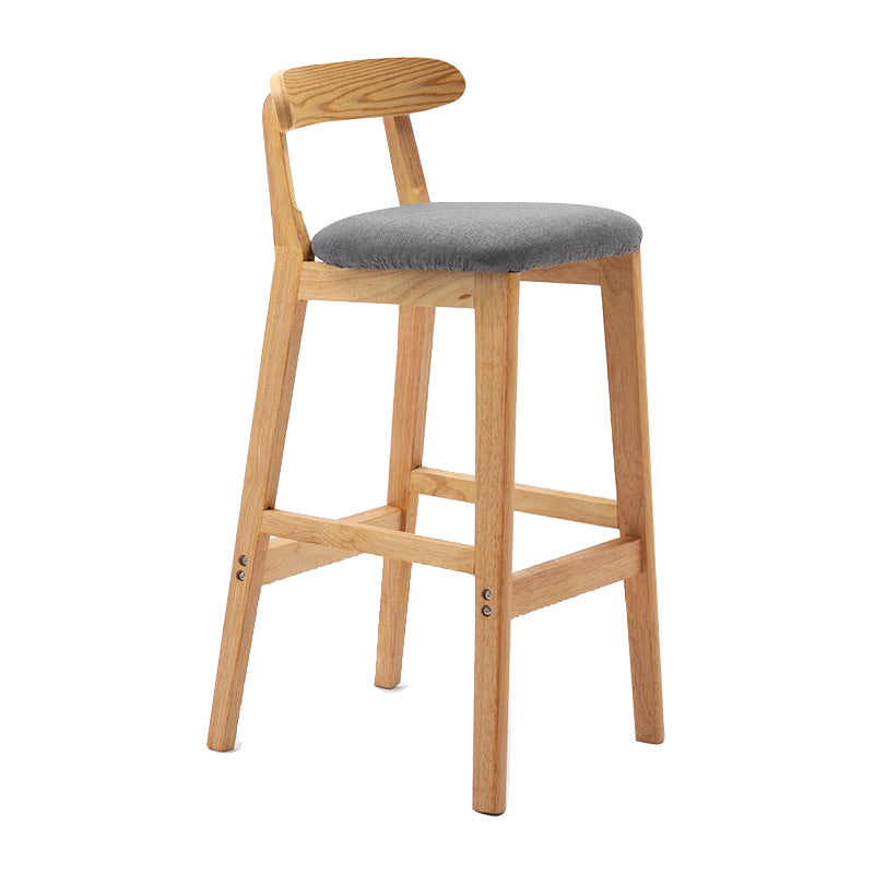 Scandinavian Milk Tea Shop Upholstered Stool Matte Finish Rubberwood Footrest Barstool