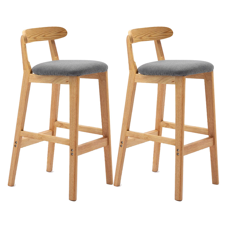 Scandinavian Milk Tea Shop Upholstered Stool Matte Finish Rubberwood Footrest Barstool