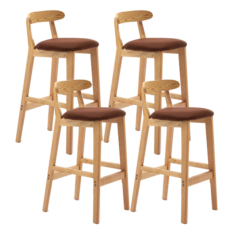Scandinavian Milk Tea Shop Upholstered Stool Matte Finish Rubberwood Footrest Barstool