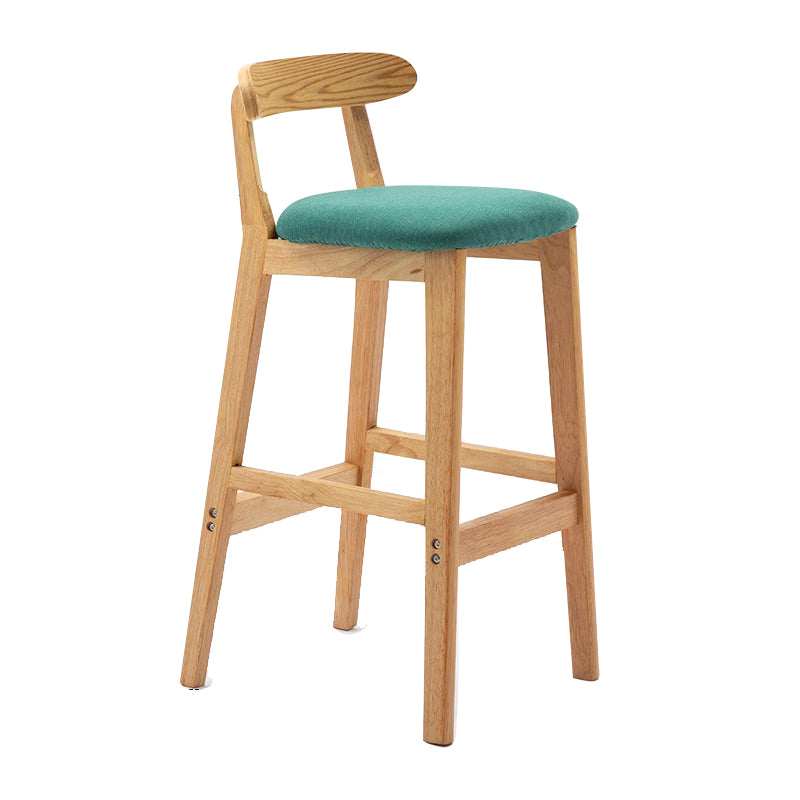 Scandinavian Milk Tea Shop Upholstered Stool Matte Finish Rubberwood Footrest Barstool