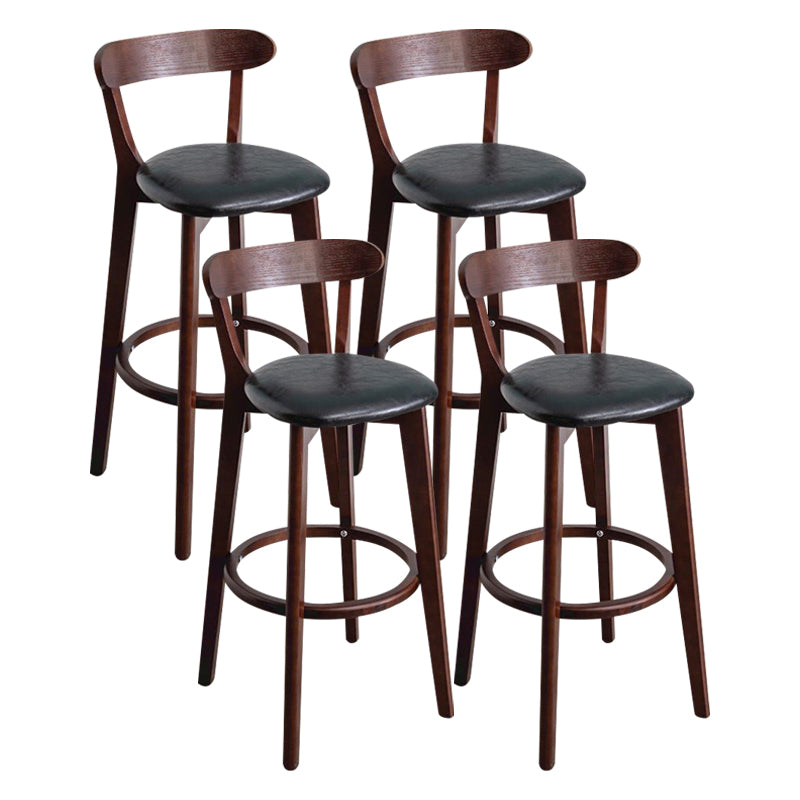 Scandinavian Rubberwood Milk Tea Shop Stool Matte Finish Upholstered Footrest Barstool