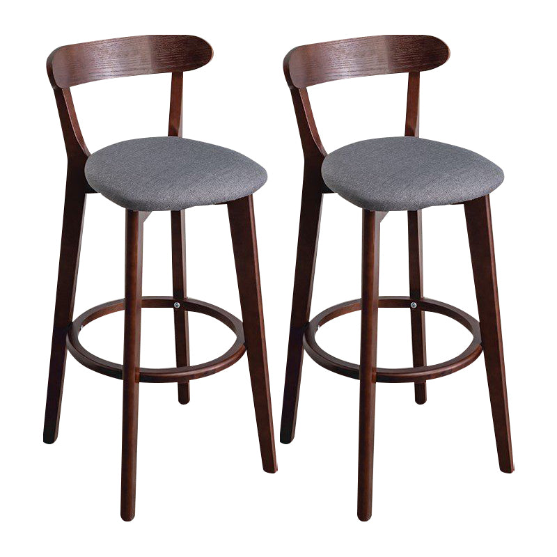 Scandinavian Rubberwood Milk Tea Shop Stool Matte Finish Upholstered Footrest Barstool