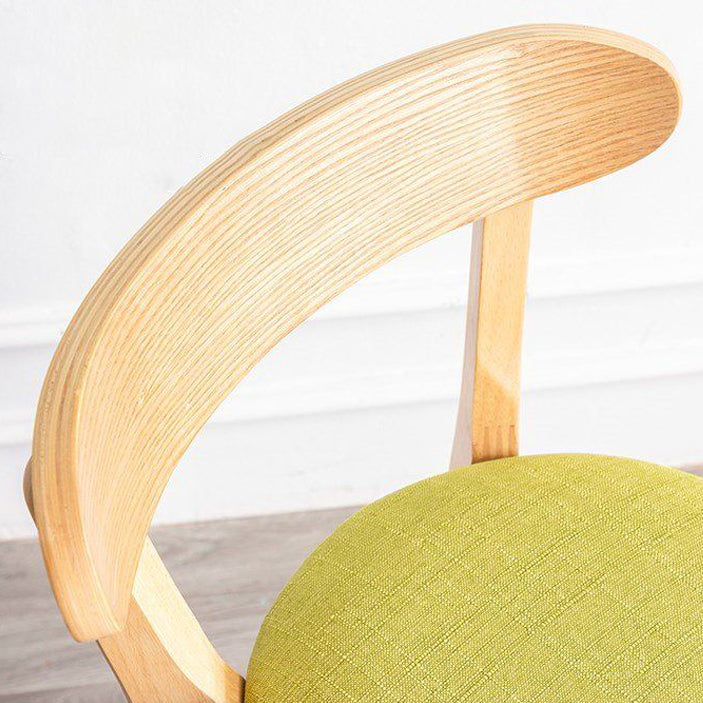 Scandinavian Rubberwood Milk Tea Shop Stool Matte Finish Upholstered Footrest Barstool